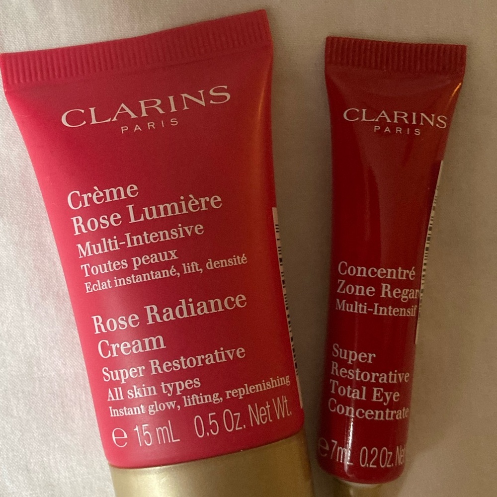 2 Pc. Clarins Rose Radiance Cream and Eye Concentrate - Picture 3 of 4